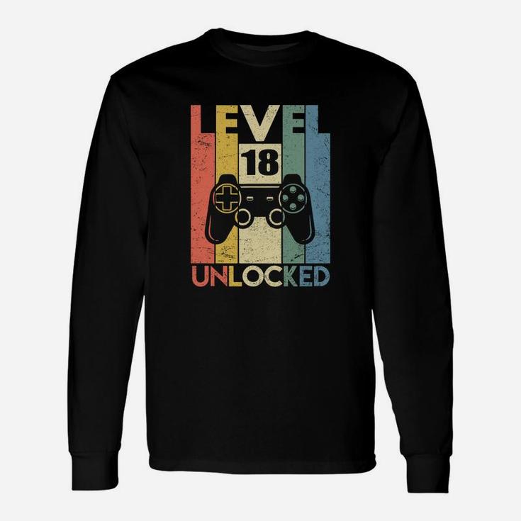 Level 18 Unlocked Video Gamer Birthday Long Sleeve T-Shirt