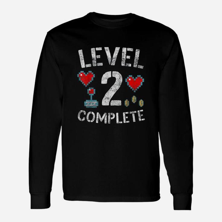 Level 2 Complete 2nd Wedding Anniversary Video Gamer Long Sleeve T-Shirt
