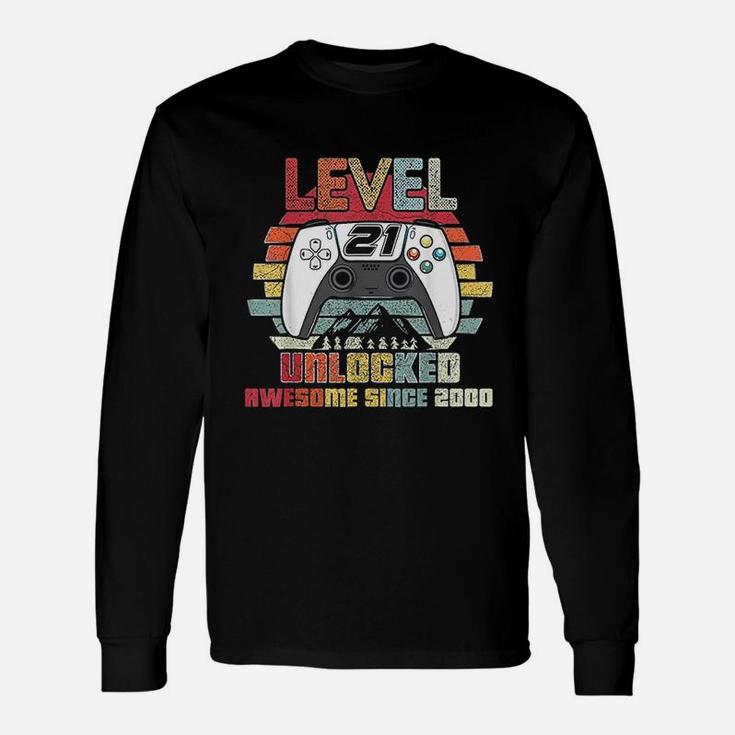 Level 21 Unlocked Video Gamer 21 Years Old Long Sleeve T-Shirt
