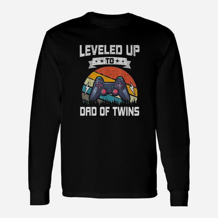 Leveled Up To Dad Of Twins Video Gamer Gaming Long Sleeve T-Shirt