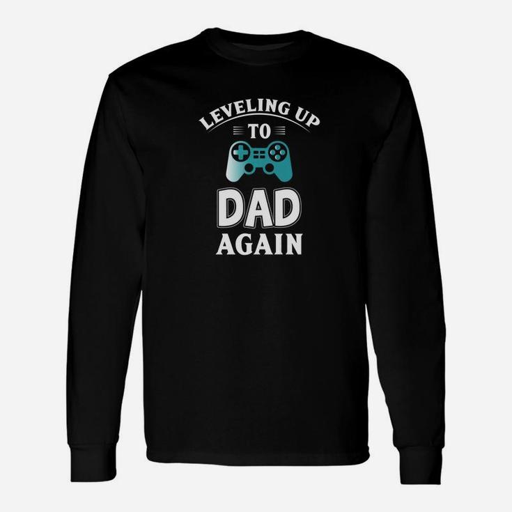 Leveling Up To Dad Again New Dad New Gamer Dad Fathers Day Premium Long Sleeve T-Shirt