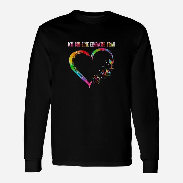 LGBTQA+ Herren Langarmshirts, Regenbogen-Herz & Einfache Frau Motiv in Schwarz