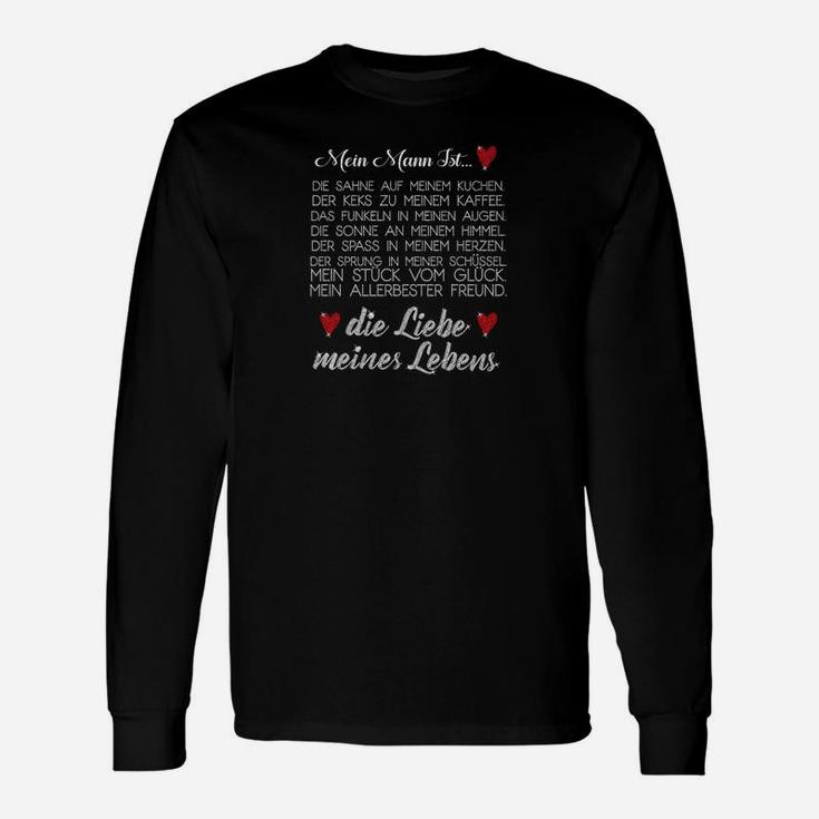 Liebeserklärung Schwarzes Langarmshirts mit Herzdesign für Lebenspartner