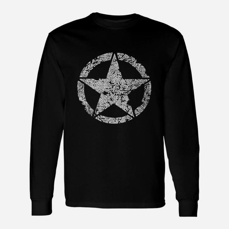 Lifestyle Graphix Distressed Mike Ww2 Military Star Long Sleeve T-Shirt