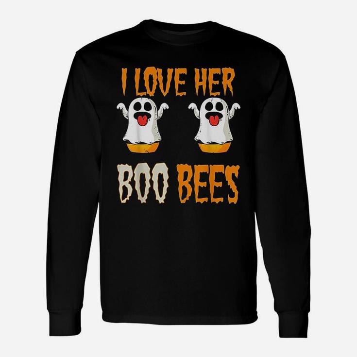 I Love Her Boo Bees Matching Couples Halloween Costume Long Sleeve T-Shirt