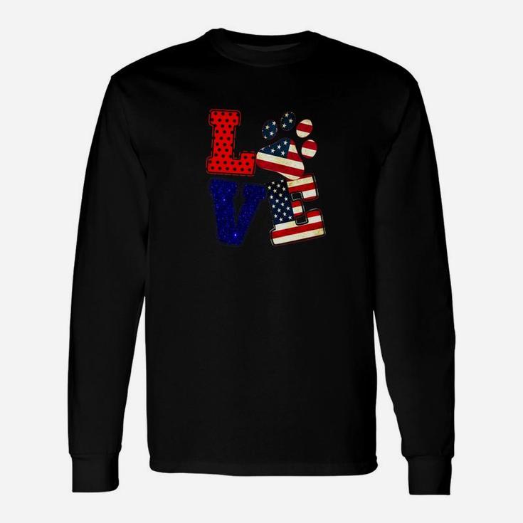 Love Dog Paw American Flag For 4th Of July Day Premium Long Sleeve T-Shirt