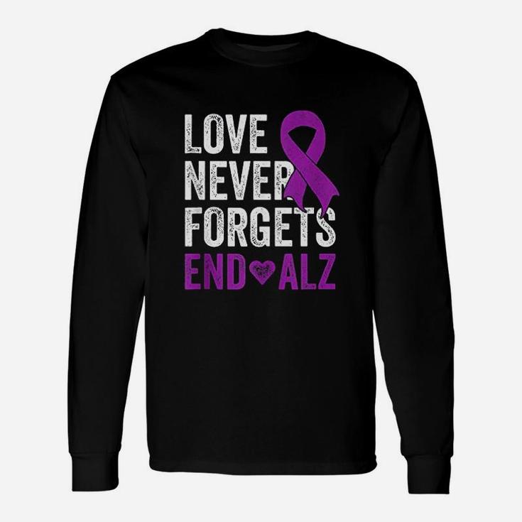 Love Never Forgets Purple Ribbon Awareness Long Sleeve T-Shirt