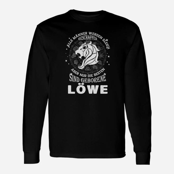 Löwenmotiv Herren Langarmshirts Schwarz, Stärke Spruch Tee