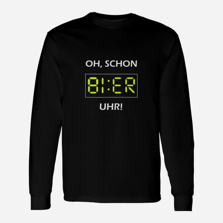 Lustiges Bier-Uhr Langarmshirts OH, SCHON BIER UHR!, Party & Stammtisch Tee