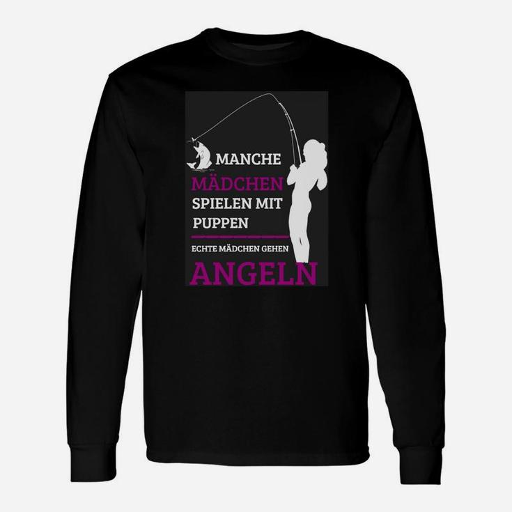 Lustiges Damen Angler-Langarmshirts, Echte Mädchen Gehen Angeln