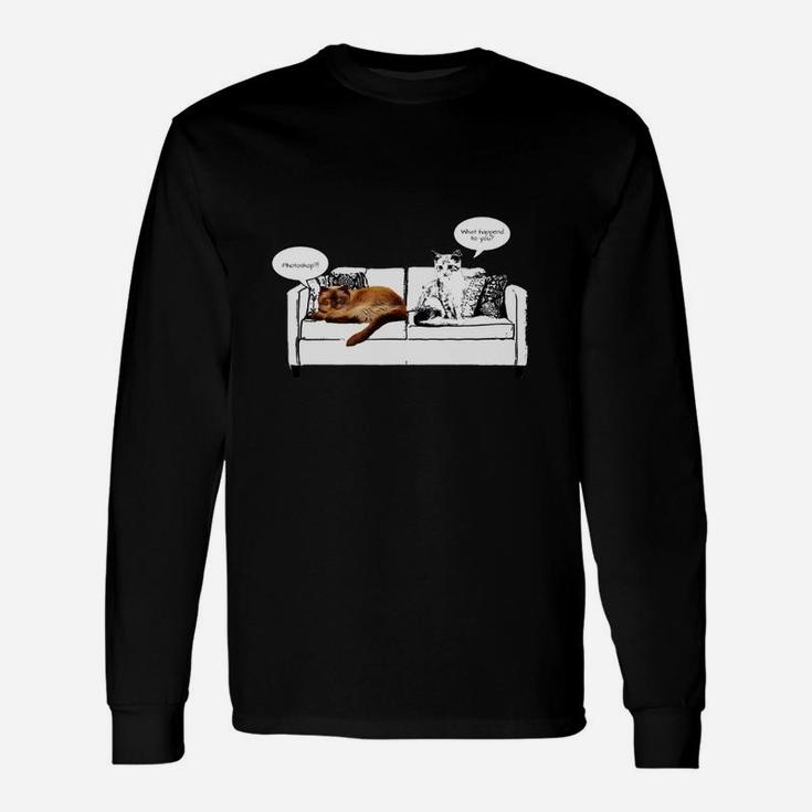 Lustiges Katzen-Couch Gespräch Langarmshirts, Humorvolles Tee für Katzenfreunde