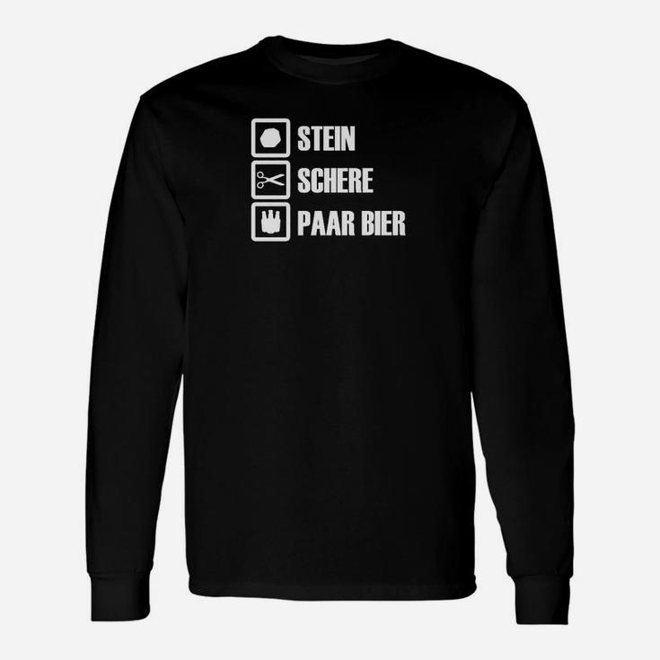 Lustiges Langarmshirts mit Stein-Schere-Papier-Bier Motiv, Spaßiges Outfit