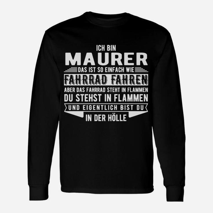 Lustiges Maurer Langarmshirts Ich bin Maurer: Fahrrad in Flammen, Witziges Design