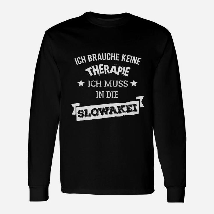 Lustiges Slowakei Therapie Herren Langarmshirts mit Spruch, Schwarz