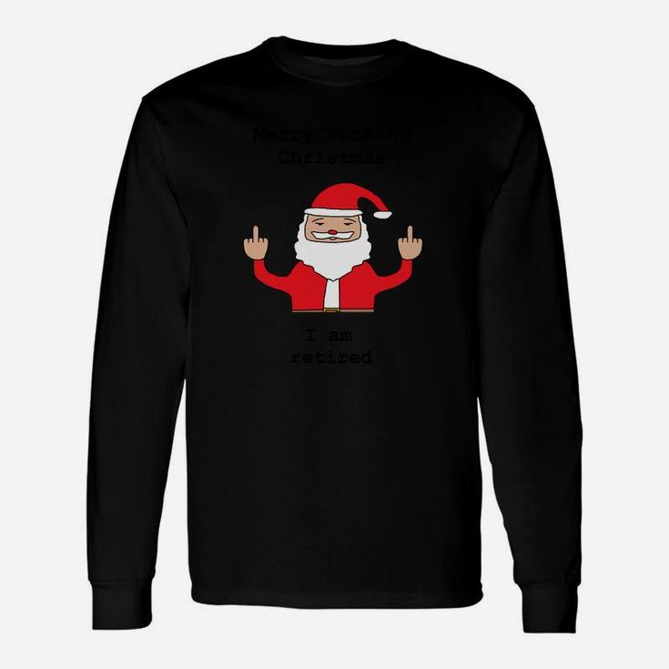 Lustiges Weihnachtsmann Grafik Langarmshirts, Witziges Weihnachts-Langarmshirts Schwarz