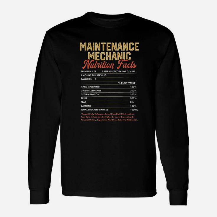 Maintenance Mechanic Nutrition Facts Vintage Long Sleeve T-Shirt