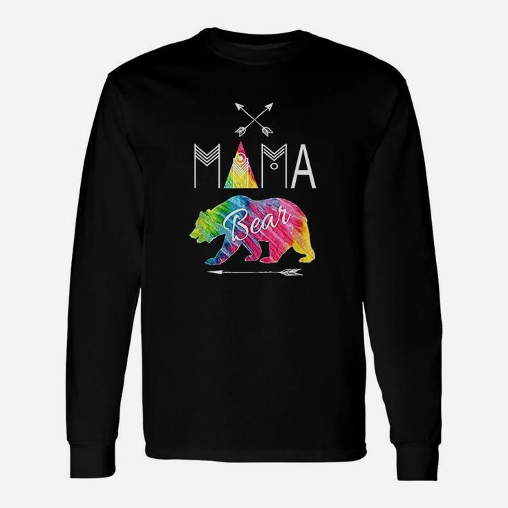 Mama Bear Tie Dye Matching Vacation And Camping Cool Long Sleeve T-Shirt