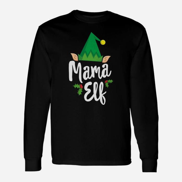 Mama Elf Christmas Matching Festive Long Sleeve T-Shirt