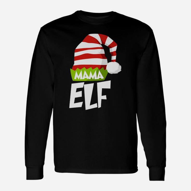 Mama Elf Christmas Matching Xmas Pajama Long Sleeve T-Shirt