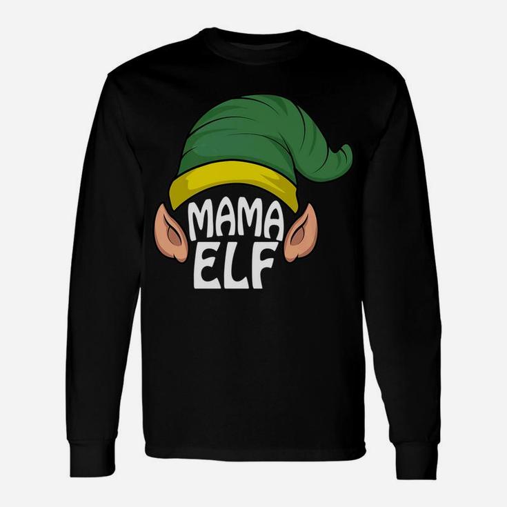 Mama Elf Christmas Ugly Sweater Style Long Sleeve T-Shirt
