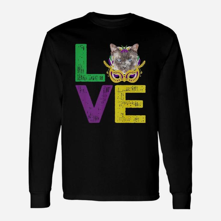 Mardi Gras Fat Tuesday Costume Love Balinese For Cat Lovers Long Sleeve T-Shirt