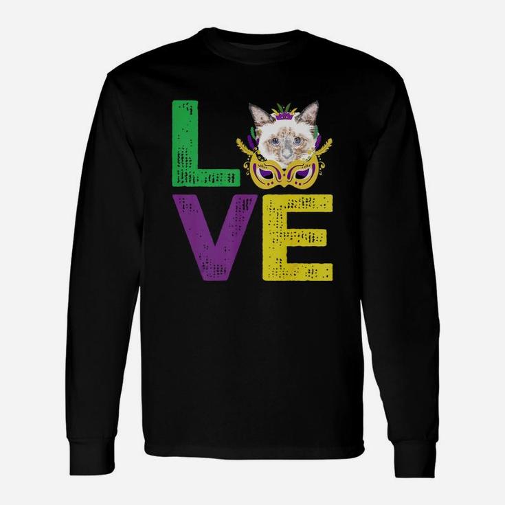 Mardi Gras Fat Tuesday Costume Love Birman For Cat Lovers Long Sleeve T-Shirt