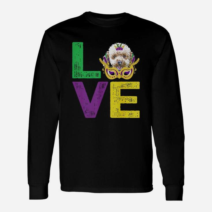 Mardi Gras Fat Tuesday Costume Love Poodle For Dog Lovers Long Sleeve T-Shirt
