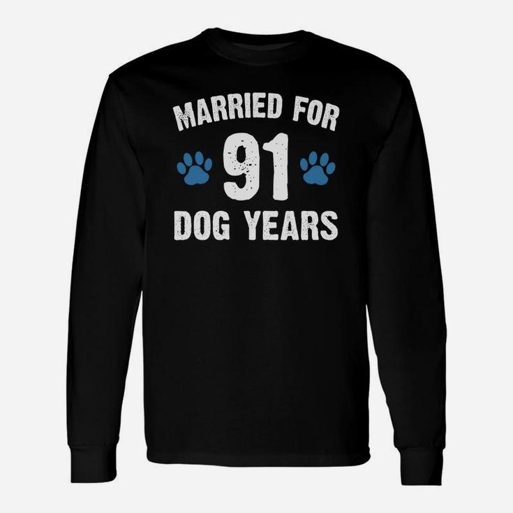 Married For 91 Dog Years 13th Wedding Anniversary Long Sleeve T-Shirt