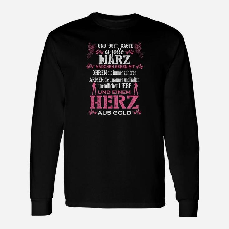 März Mädchen Einem Herz Aus Gold Tee Langarmshirts