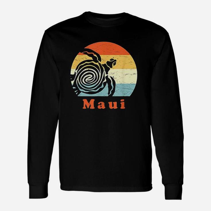 Maui Vintage Sea Turtle Retro Hawaii Vacation Long Sleeve T-Shirt
