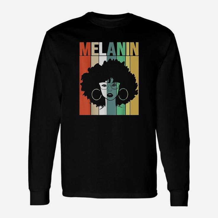 Melanin Vintage Retro Black Afro Woman Queen Long Sleeve T-Shirt