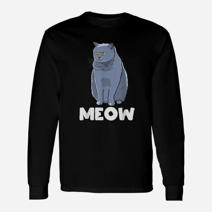 Meow Cat Lady And Cats Kittens People Men Women Long Sleeve T-Shirt