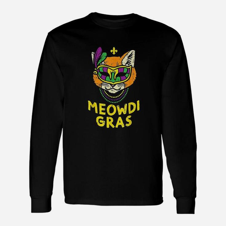 Meowdi Gras Cat Mardi Gras Long Sleeve T-Shirt