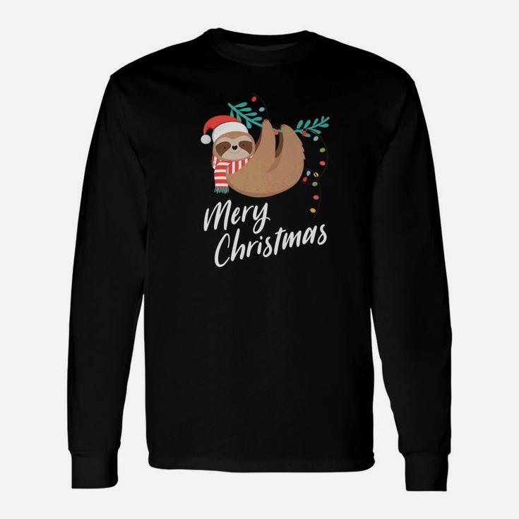 Merry Christmas Santa Sloth Christmas Long Sleeve T-Shirt