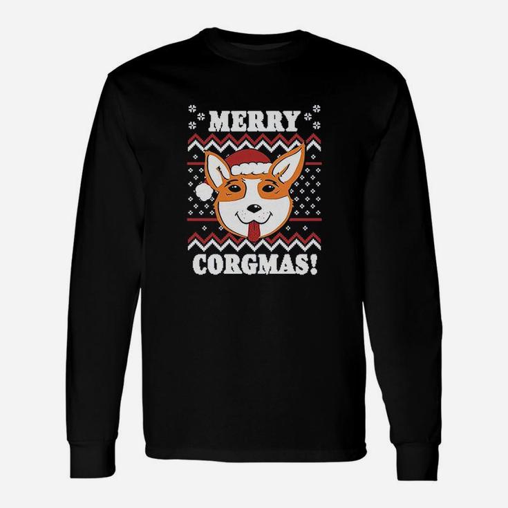 Merry Corgmas Corgi Dog Mom Ugly Christmas Long Sleeve T-Shirt