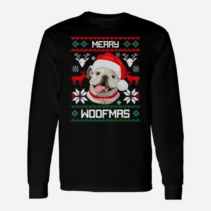 Merry Woofmas English Bulldog Christmas Dog Long Sleeve T-Shirt