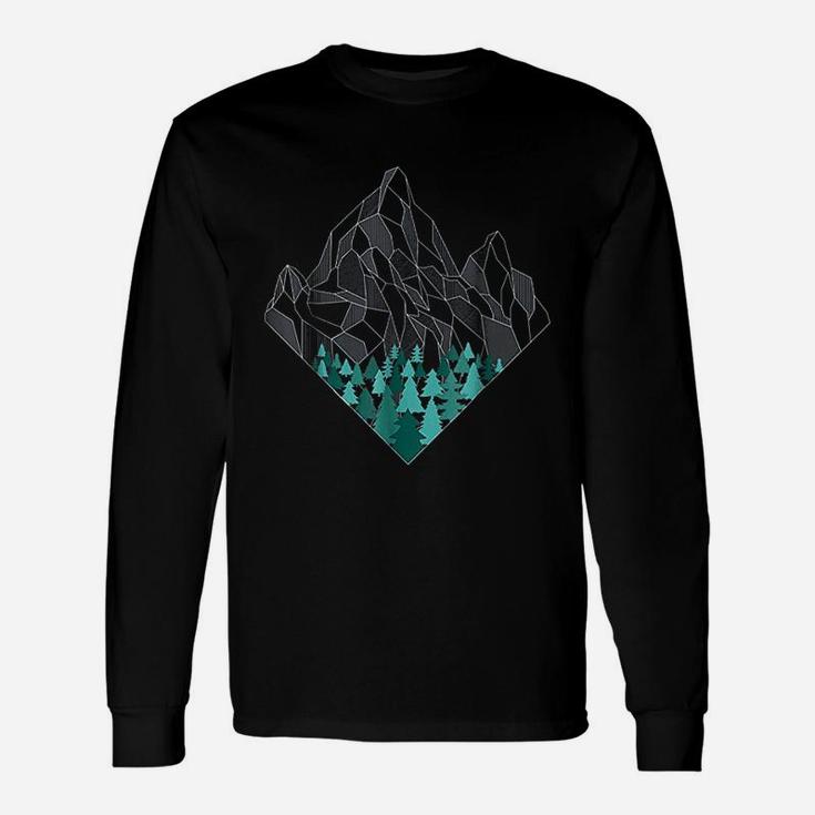 Minimal Mountains Geometry Outdoor Hiking Nature Long Sleeve T-Shirt