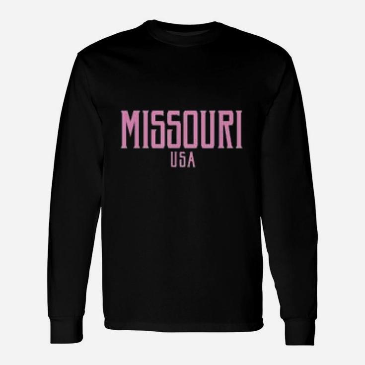Missouri Usa Vintage Text Pink Print Long Sleeve T-Shirt