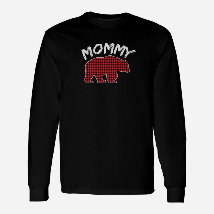 Mommy Bear Red Plaid Mom Matching Christmas Long Sleeve T-Shirt