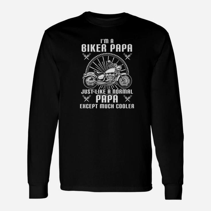 Motorcycle Shirt Biker Papa S Biker Dad Father Daddy Men Long Sleeve T-Shirt