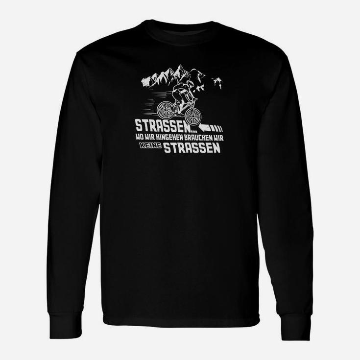 Motorrad-Themen Langarmshirts Straßen-Motiv Spruch Schwarz