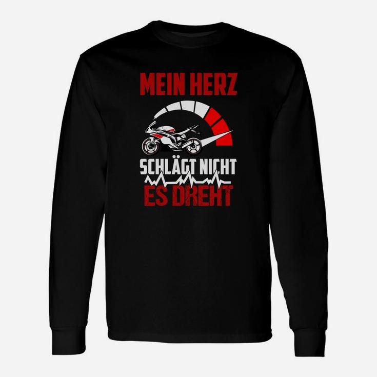 Motorsport Langarmshirts Schwarz mit Helm Design Mein Herz schlägt nicht, es dreht