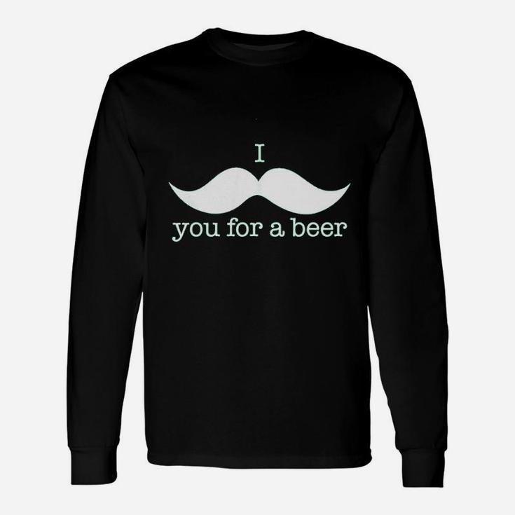 I Mustache You For A Beer St Patricks Day Shamrock Drinking Long Sleeve T-Shirt