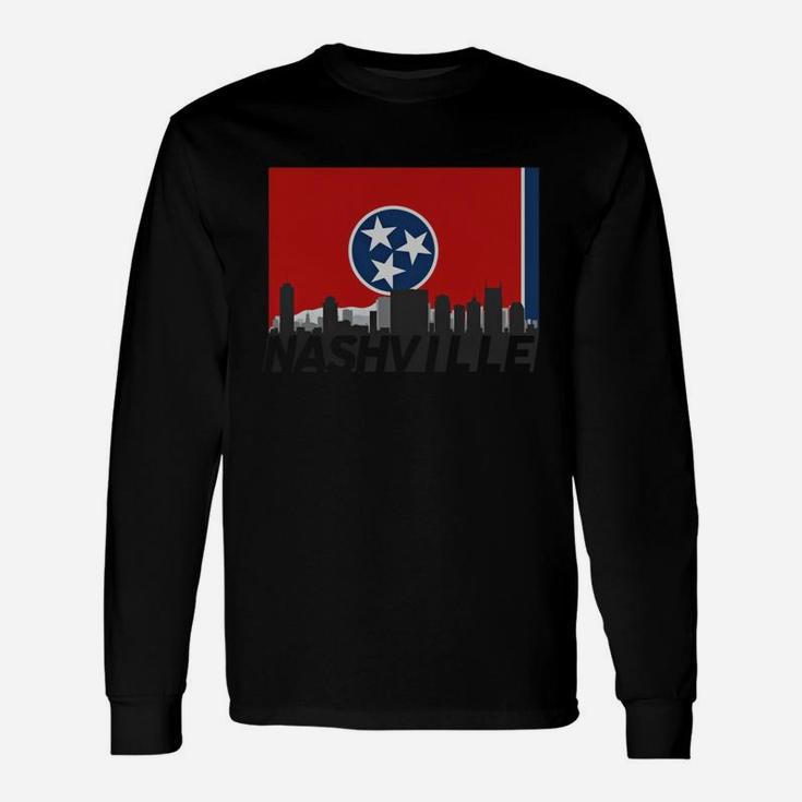 Nashville Tennessee Skyline Flag Long Sleeve T-Shirt