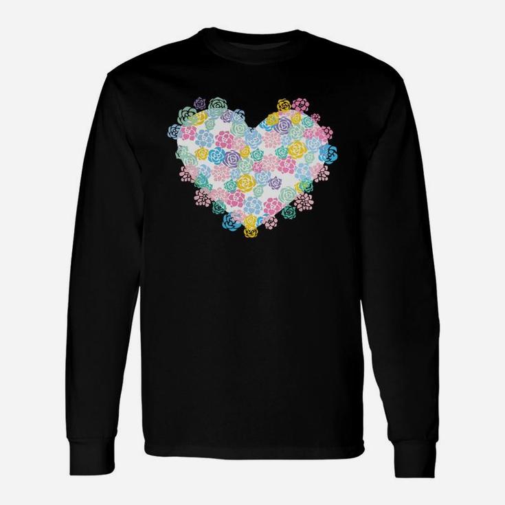 Neon Shirts Flower Hearts Shirts Long Sleeve T-Shirt