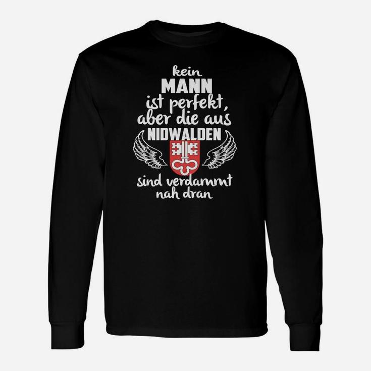 Niedwalden Männer Langarmshirts, Lustiger Spruch Kein Mann Perfekt