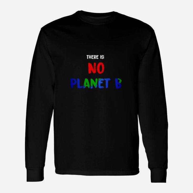 No Planet B Langarmshirts, Umweltbewusstes Statement in Schwarz