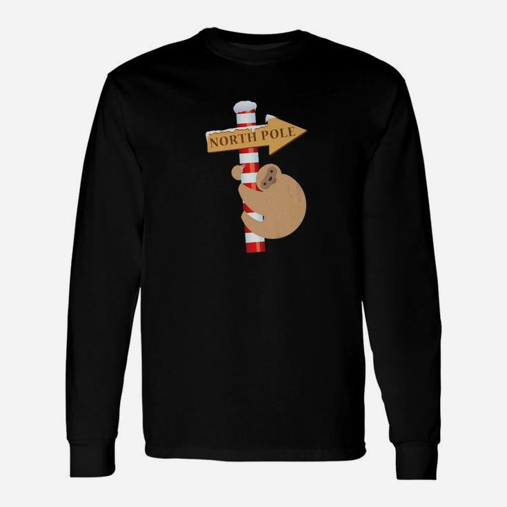 North Pole Sloth Christmas Snowflakes Long Sleeve T-Shirt