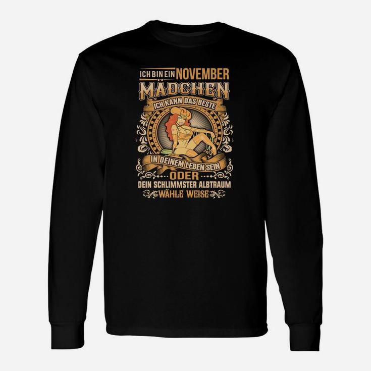 November Mädchen Langarmshirts Löwen-Grafik, Geburtstags-Spruch