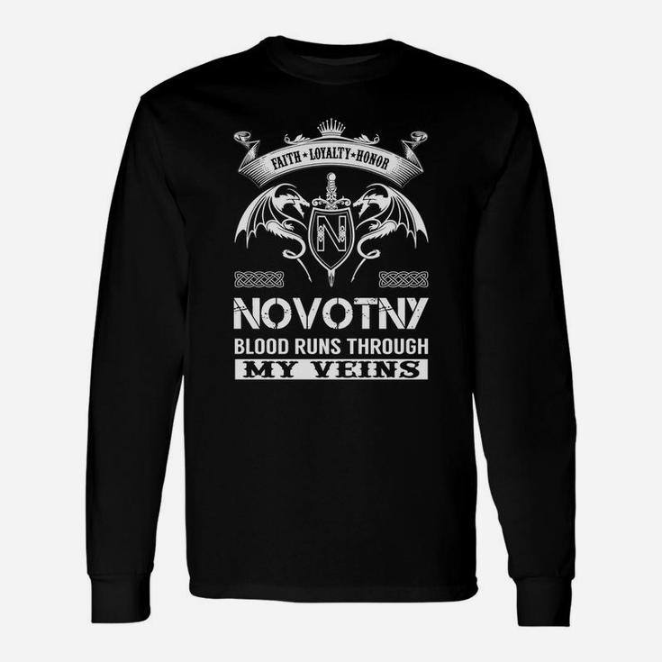 Novotny Blood Runs Through My Veins Name Shirts Long Sleeve T-Shirt